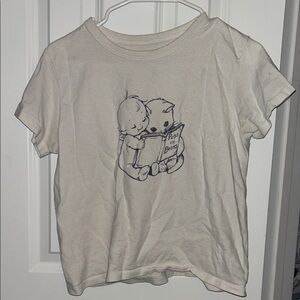 Brandy Melville Cream Tee with Cute Print